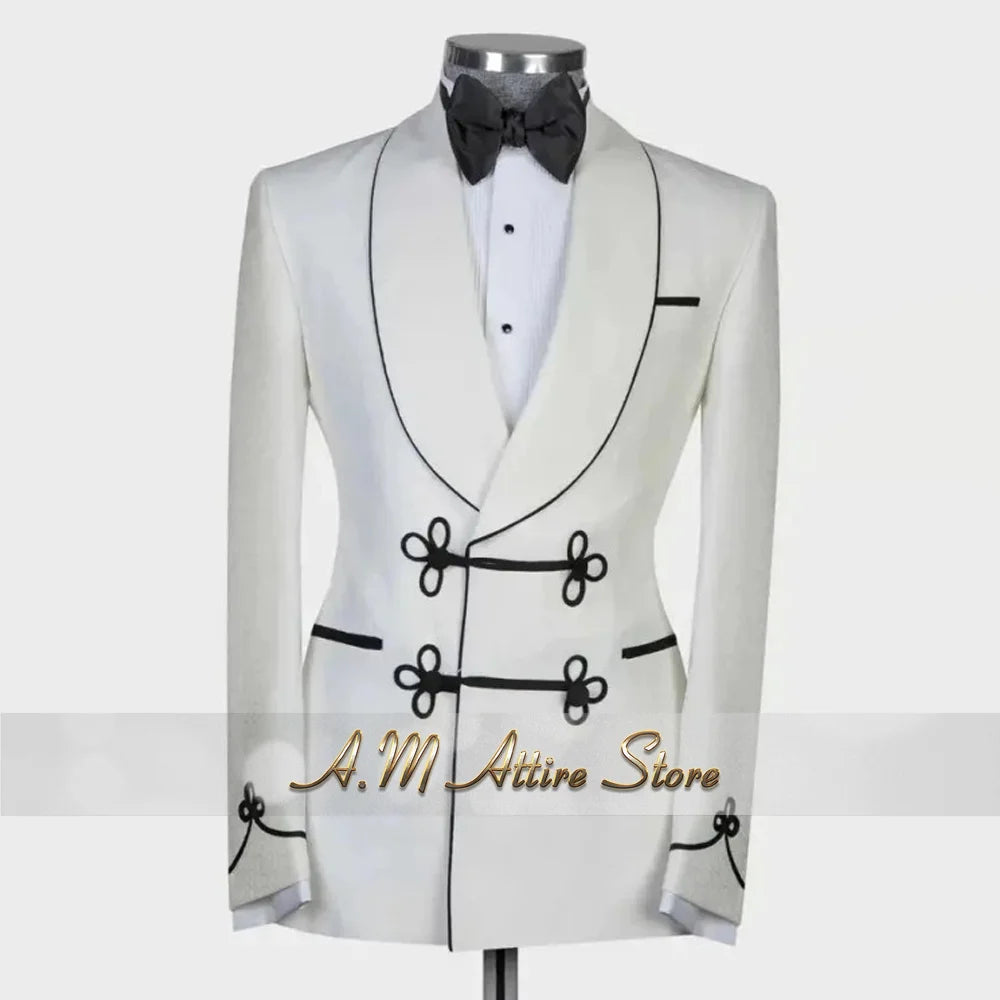 Ternos extravagantes masculinos, conjunto de 2 peças, xale, lapal, botão floral, jaqueta, calças, ajuste fino para casamento, coquetel, bola, jantar, vestido de festa, presentes