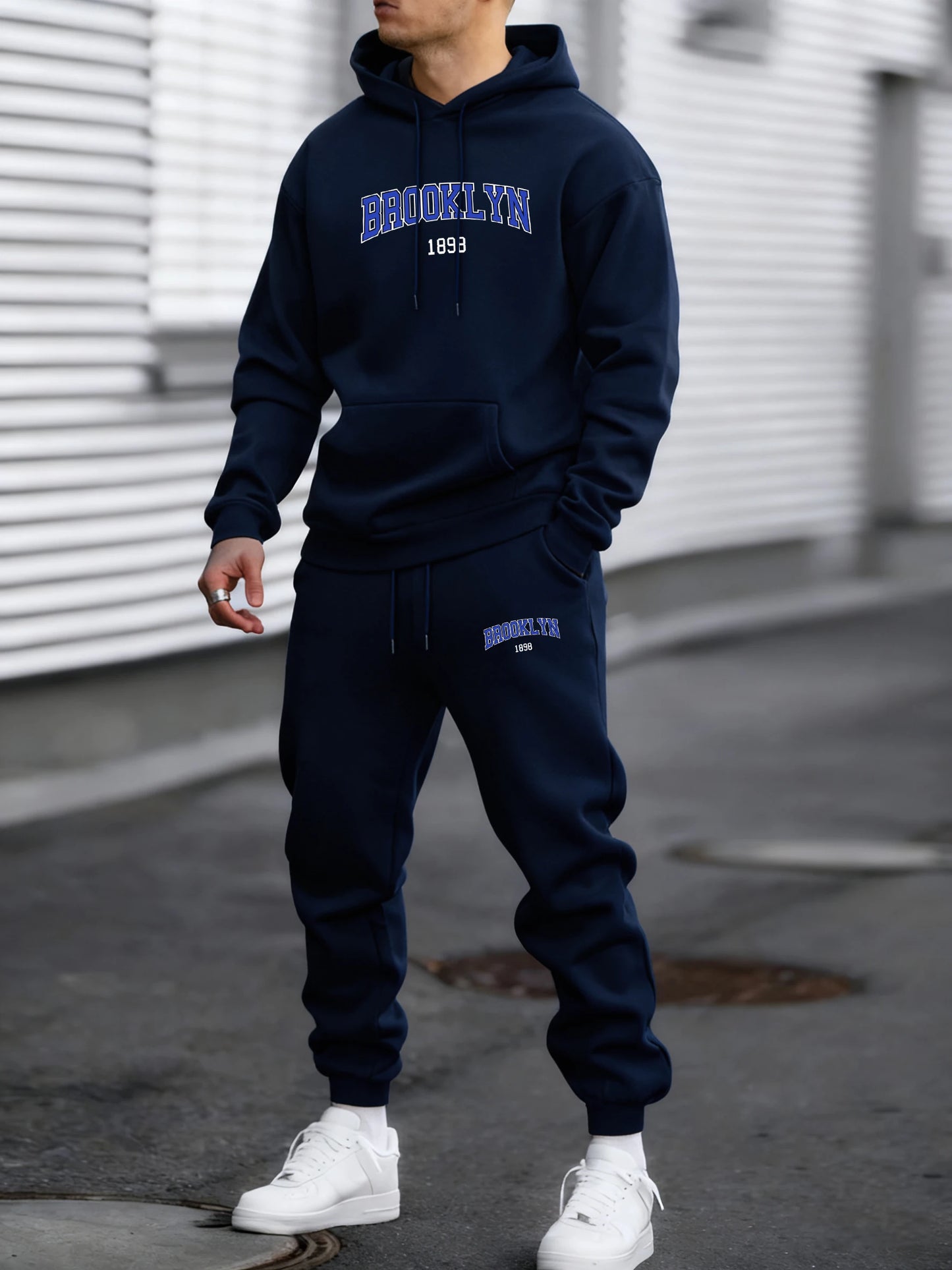 Brooklyn Usa 1888 Print Tracksuit For Men Simple Comfortable Pants All-Match Loose Clothing Unisex Autumn Fleece Sportsuit