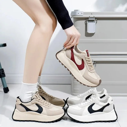 Tênis Chunky Feminino da Moda 2026, com Cadarço, Casual, Confortável, com Sola Macia, para Corrida, Estilo Designer, Zapatillas