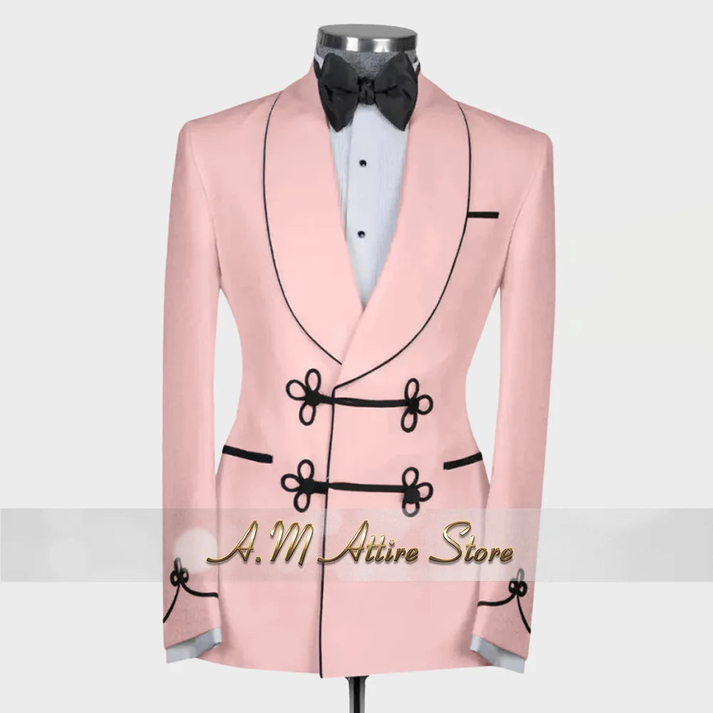 Ternos extravagantes masculinos, conjunto de 2 peças, xale, lapal, botão floral, jaqueta, calças, ajuste fino para casamento, coquetel, bola, jantar, vestido de festa, presentes