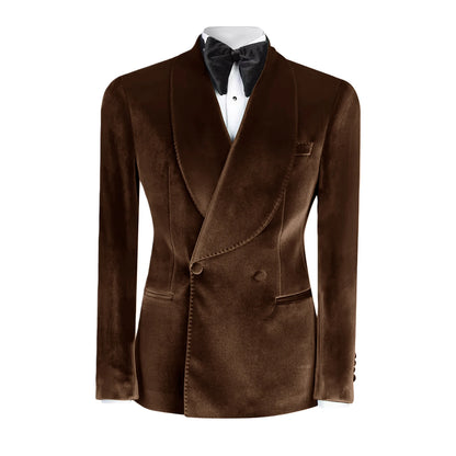 Ternos formais de veludo masculino, blazer duplo breasted, 1 peça, elegante, slim fit, roupas masculinas, casamento, negócios, casacos casuais