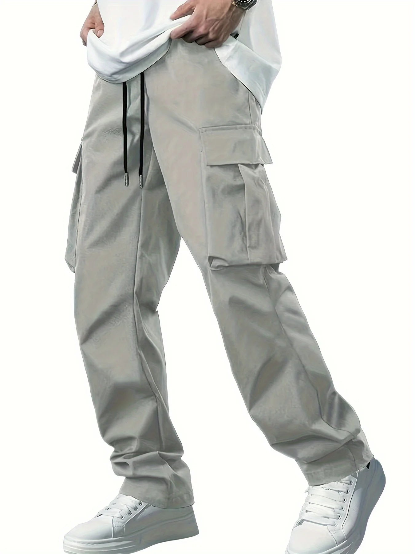 Calças de trabalho masculinas da nova coleção , calças casuais retas e folgadas para homens, estilo europeu e americano, calças de trabalho masculinas com bolsos.