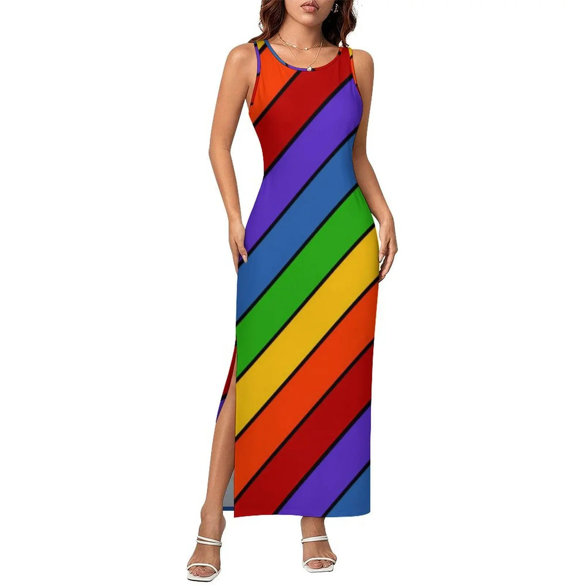 Vestido Bodycon com Estampa Abstrata, Vestido Maxi Retrô de Verão, Sem Mangas, Casual, Estilo Y2k, Tamanho Grande 4XL