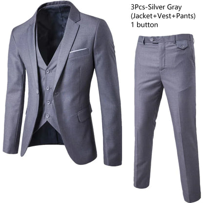 Ternos para homens elegante casamento 3 peças blazers outfit 2 conjunto jaquetas colete calças completo 2025 moda clássico negócios formal