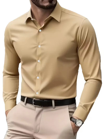 Camisa Masculina de Manga Longa Nova para o Verão, Roupa Formal de Negócios, Top Leve e Respirável para o Trabalho Diário