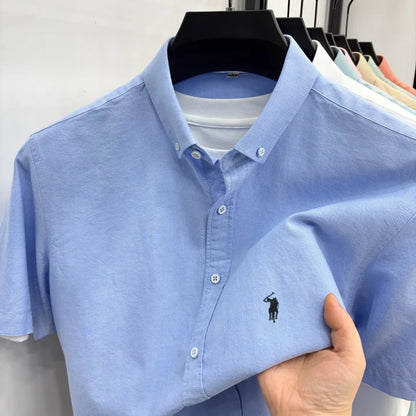 Camisa de Manga Curta 100% Algodão de Marca de Luxo com Bordado de Pônei, Nova Moda Casual para o Verão, Vestuário Masculino Paul
