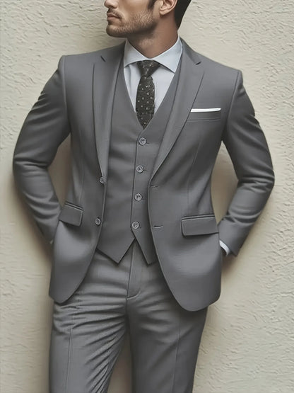 Conjunto de terno masculino de 3 peças, jaqueta + colete + calça, elegante de alta qualidade, adequado para casamentos, festas e ocasiões formais