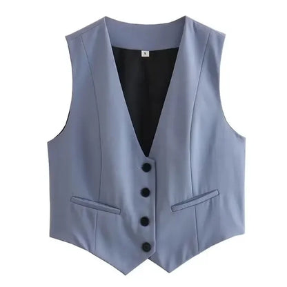 HH Moda Feminina Terno Sólido Colete Sem Mangas Colete Recortado Tops Coletes Primavera Verão Casual Senhora de Escritório Chic Tops