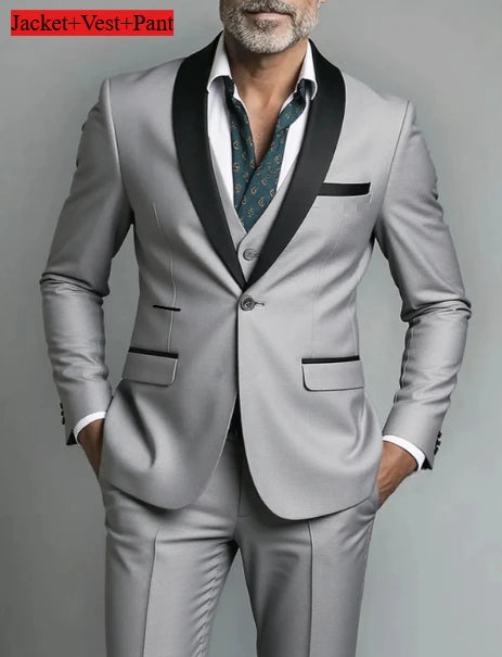 Men Formal Slim Fit Tuxedo Prom Suit Male Groom Wedding Blazers High Quality Groomsman Luxury Dress Business Banquet Party Suit