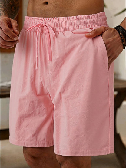Novos Shorts Casuais Masculinos de Verão, Calças de Praia Leves e de Secagem Rápida em Cores Sólidas, Confortáveis para Férias na Praia