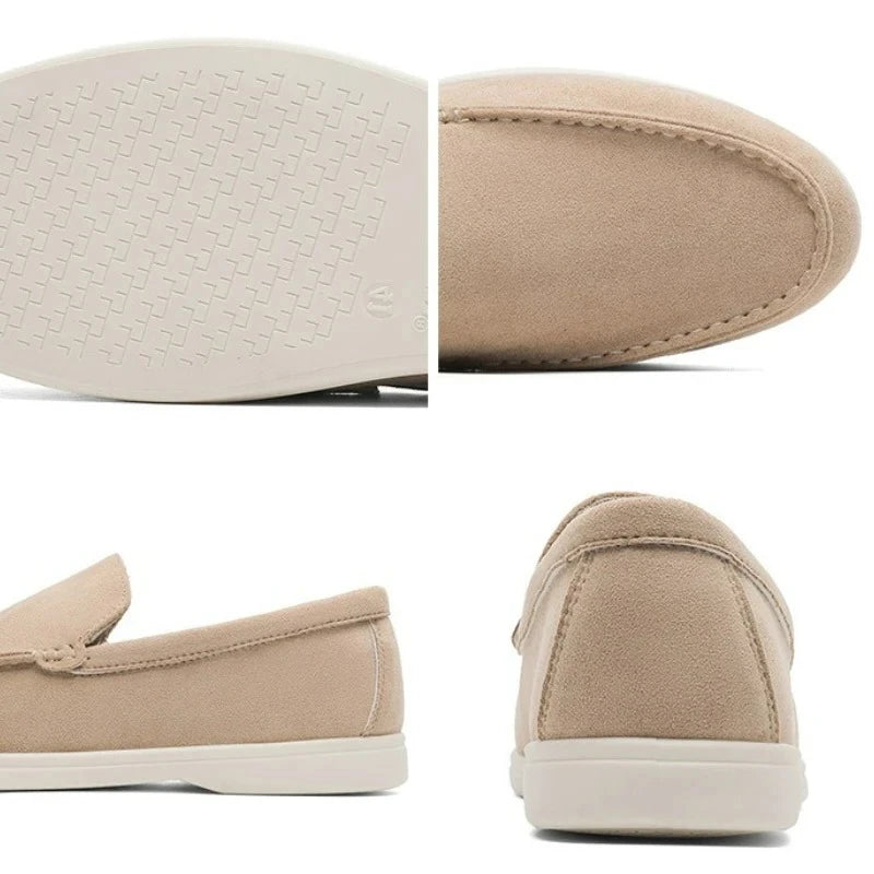 Sapatos casuais masculinos de couro de camurça, mocassins clássicos estilo britânico, sapatos masculinos leves e macios, mocassins masculinos sem cadarço para dirigir