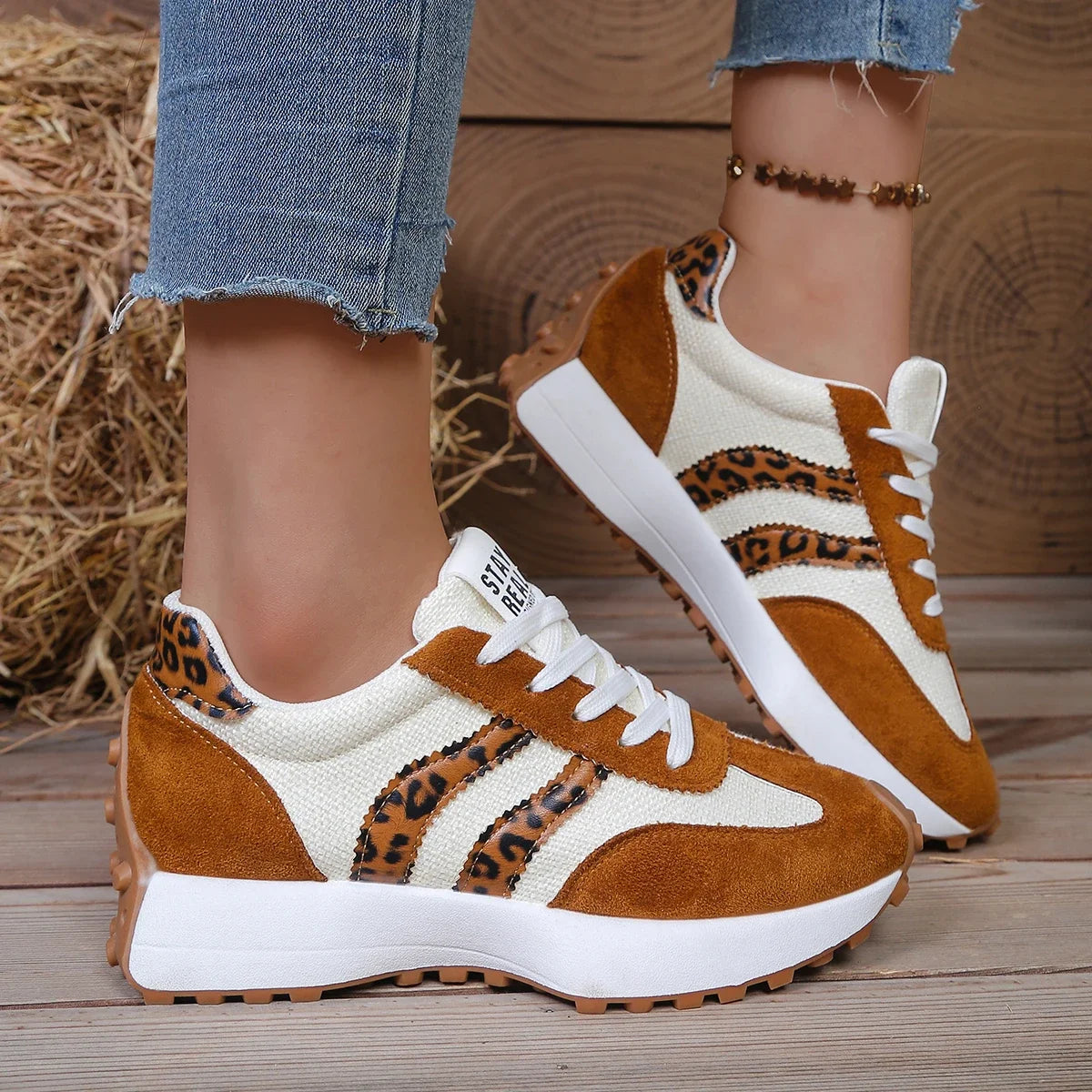 Tênis feminino casual da moda outono, com patchwork, confortável e respirável.