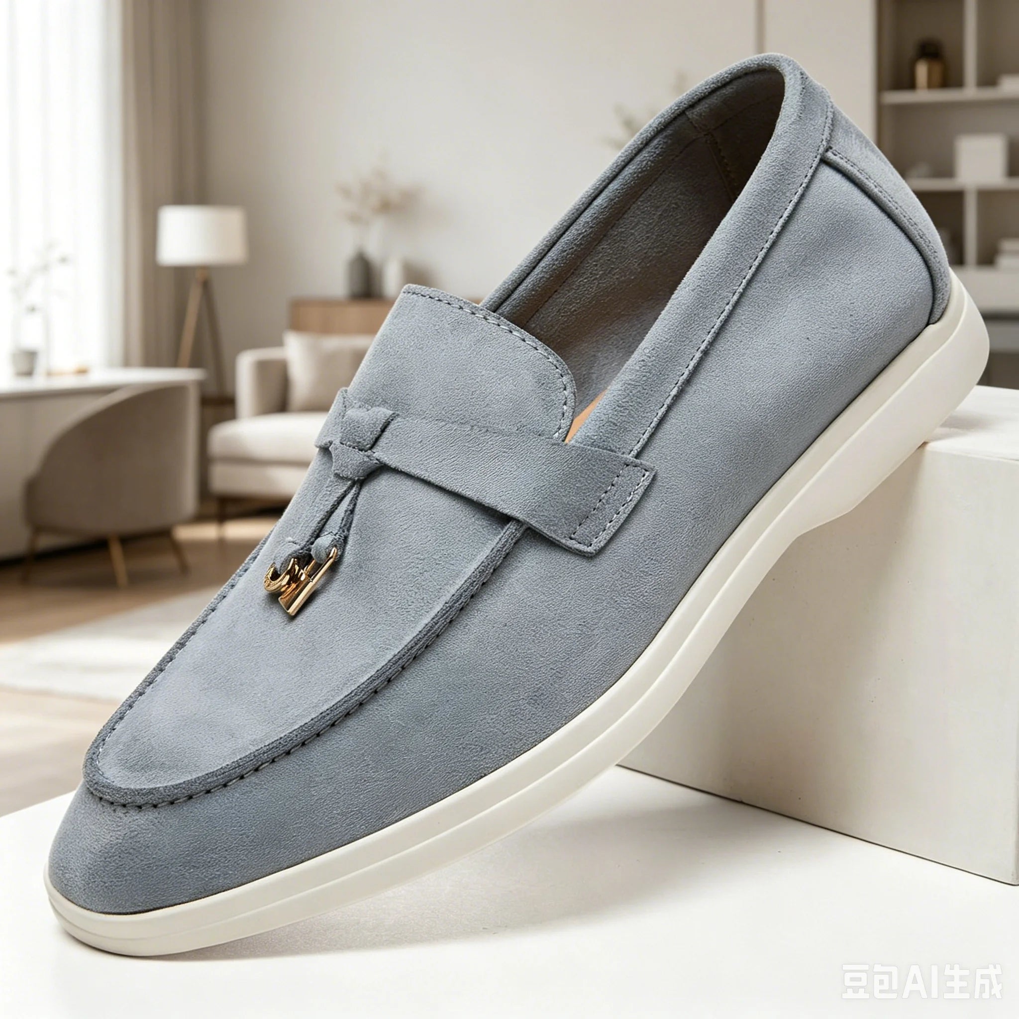 Mocassins Masculinos de Camurça com Borlas, Sola Plana Leve Antiderrapante para Uso Diário, Escritório e Direção - Novo Desai 2026