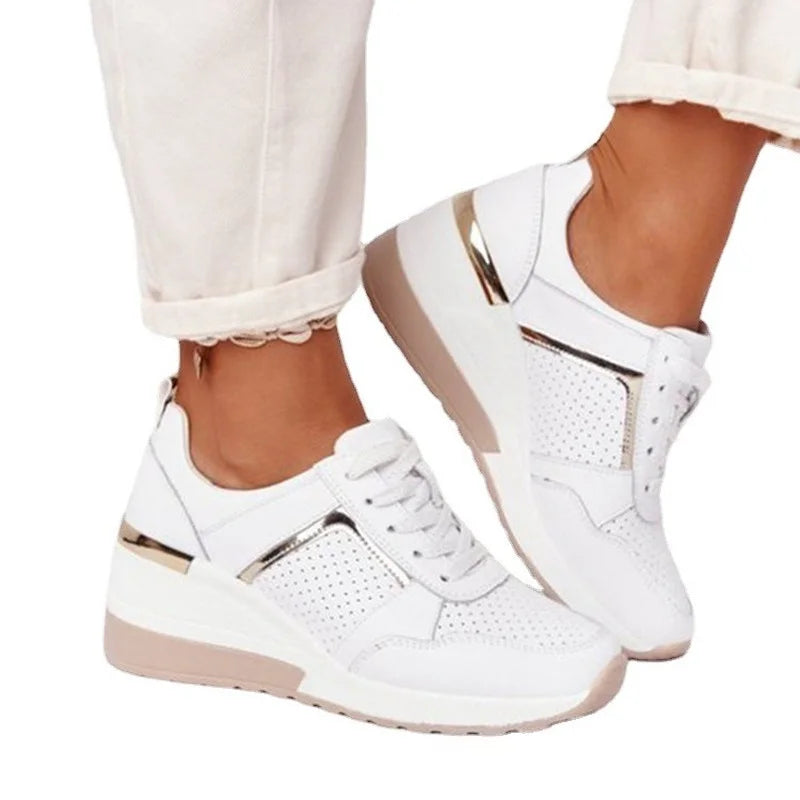 Tênis Feminino Chunky 2026, Cor Sólida, Plataforma, Sola Grossa, Zíper, Vulcanizado, Estilo Zapatos De Mulher