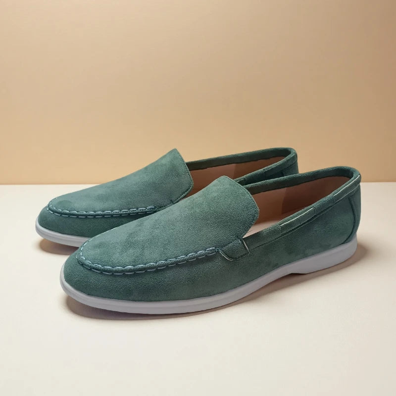 Primavera verão clássico marca camurça mocassins de couro dos homens sapatos casuais luxo respirável deslizamento em sapatos de condução mocassins