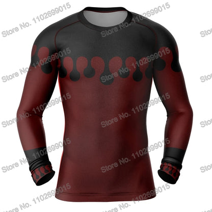 Matador de demônios Surfando Natação Mergulhando Camiseta Espartilho Manga comprida Guarda Erupção Trajes de banho Homens Proteção UV Roupas de surf Praia Tops de Fato Flutuante
