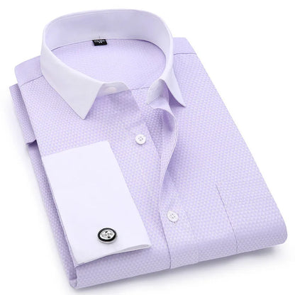 6xl oversized abotoaduras francesas camisa de manga longa para homens para trabalho negócios fino ajuste manga longa camisa masculina social formal