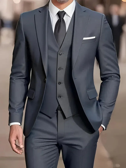 Novo terno bege masculino negócios smoking formal 3/2/1 peça vestido único breasted noivo padrinho de formatura festa de casamento