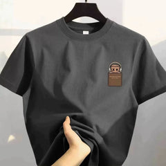 Camiseta masculina de algodão com estampa simples, estilo vintage americano, modelagem ampla, manga curta, gola redonda, unissex.