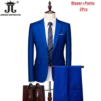 M-6XL 15 Cores (Jaqueta+Colete+Calças) Trajes Formais para Escritório Masculinos Vestido de Casamento para Noivos Vestido de Festa Terno de Cor Sólida