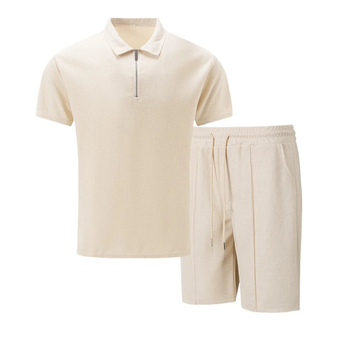 Verão masculino esportes polo terno de manga curta elegante zíper camisa polo e shorts conjunto masculino casual streetwear 2 peças lazer esportes conjunto