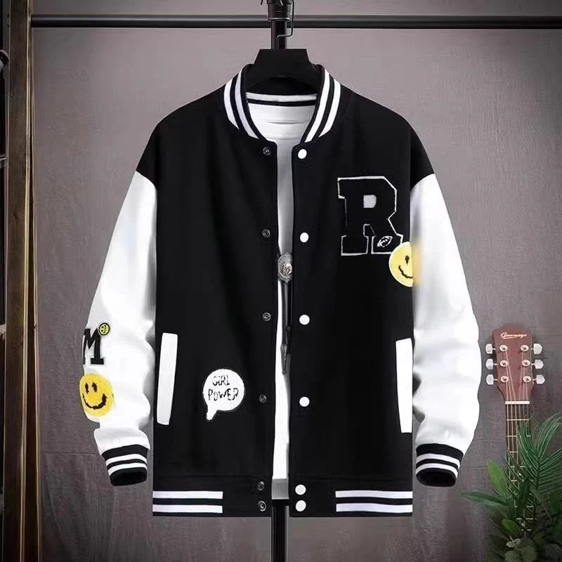 Carta bordada blusão masculino jaqueta de beisebol primavera novo estilo coreano harajuku hip-hop streetwear botão jaqueta universitária