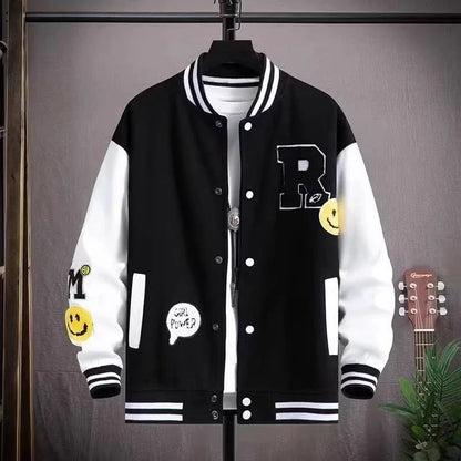 Carta bordada blusão masculino jaqueta de beisebol primavera novo estilo coreano harajuku hip-hop streetwear botão jaqueta universitária