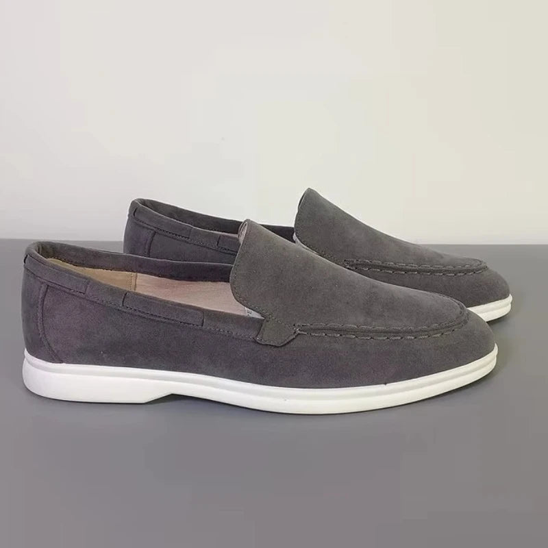 Moda clássico camurça mocassins de couro masculino sapatos casuais marca luxo respirável deslizamento em sapatos de condução mocassins