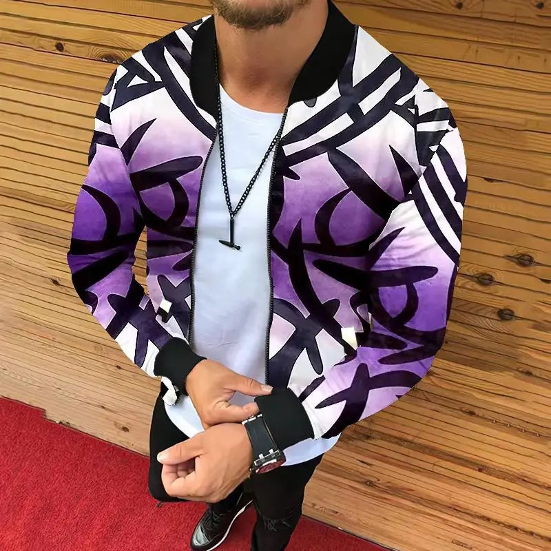 Jaqueta estampada com corte tridimensional masculina, moda casual, comércio exterior, outono e inverno , nova