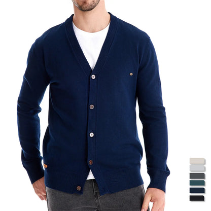Aiopeson 2024 novo outono algodão cardigan camisola masculina casual único breasted cor sólida de alta qualidade camisola de algodão masculino
