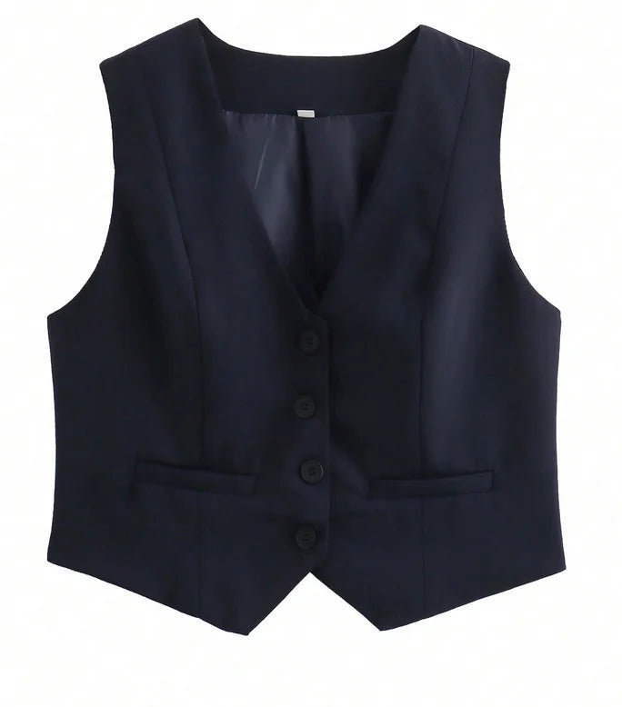 HH Moda Feminina Terno Sólido Colete Sem Mangas Colete Recortado Tops Coletes Primavera Verão Casual Senhora de Escritório Chic Tops