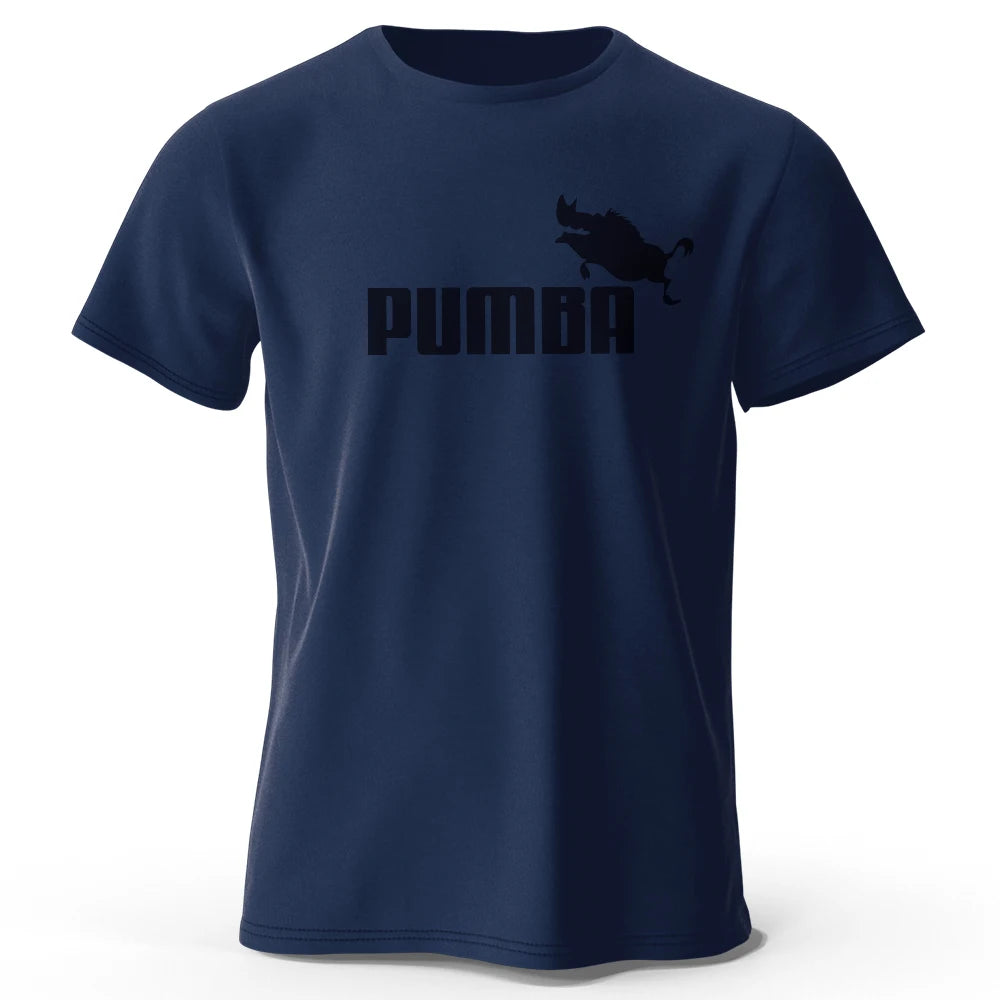 Camiseta masculina casual oversized com estampa divertida do Pumba, 100% algodão, tamanho grande, ideal para o verão.