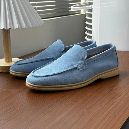 Men Classic British Style Loafers Moccasins Cow Suede Genuine Leather Fashion Men's Casual Shoes Mens Outdoor Driving Flats