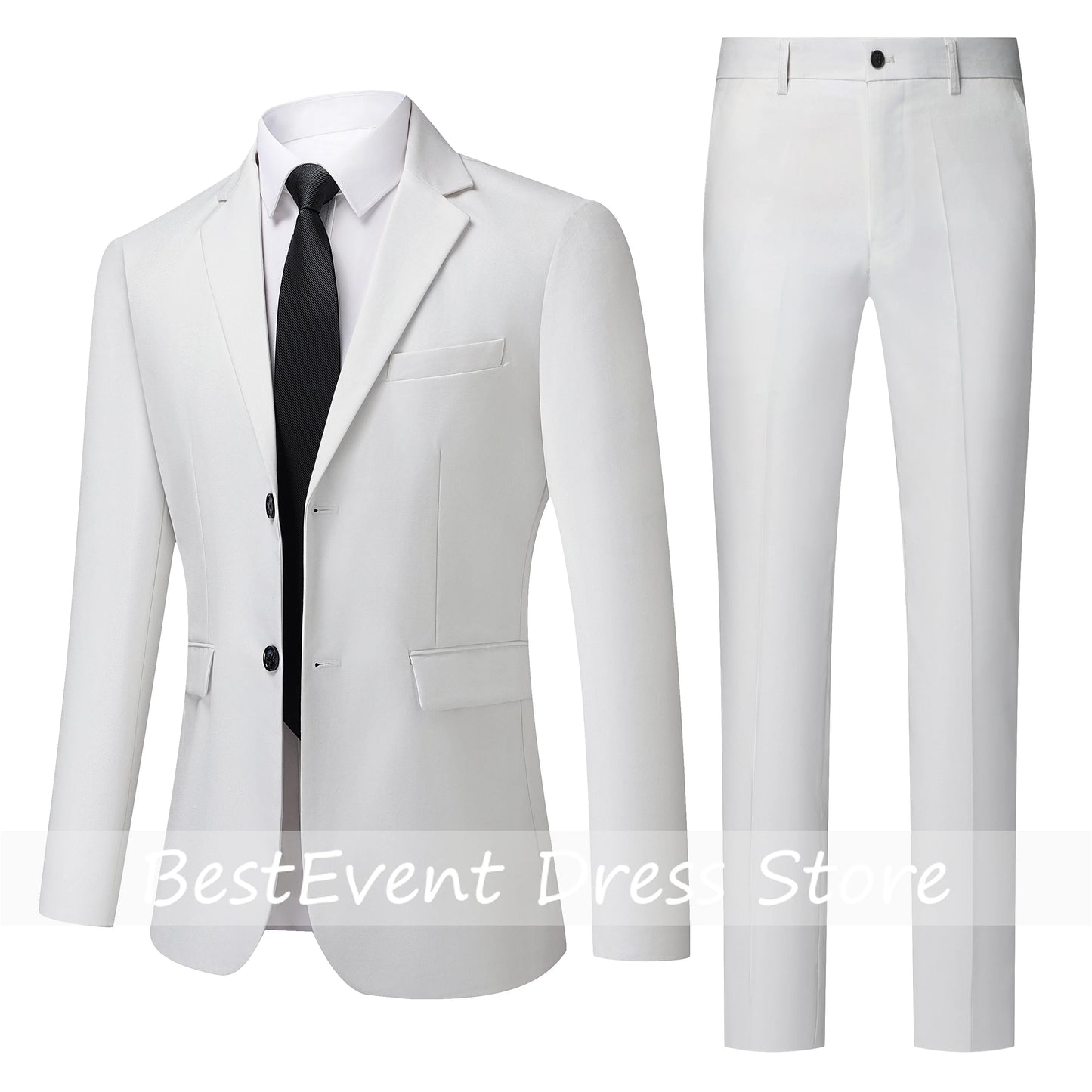 Terno Masculino Branco de Alta Qualidade, Duas Peças, para Todas as Estações, Roupa Formal de Negócios, Terno de Lã Antirrugas, Personalizado para o Trabalho