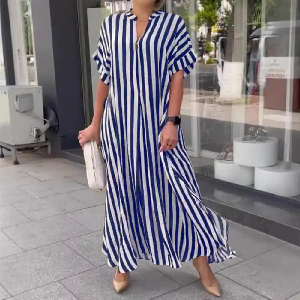 Cardigã Feminino Curto Listrado com Fenda Lateral, Cintura Solta, Manga Regular, Estilo Urbano, Moda Inverno, Vestido Feminino