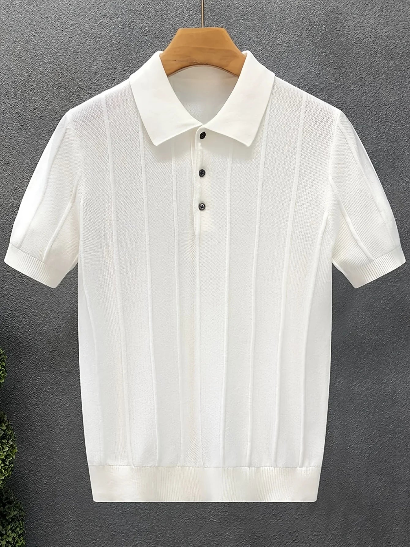 Suéter masculino de gola alta canelada - Camisa casual folgada de primavera com botões - Pulôver simples de cor única - Estilo aconchegante e moderno