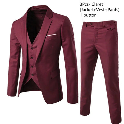 Ternos para homens elegante casamento 3 peças blazers outfit 2 conjunto jaquetas colete calças completo 2025 moda clássico negócios formal