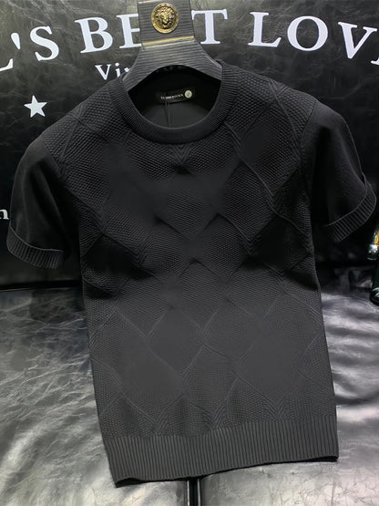 T-shirt de malha versátil, monocromática, manga curta, tops de negócios, roupas coreanas, tendência da moda, A96, novo verão, 2024