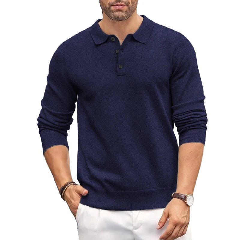 Animal jogo masculino botão polo camisas magro mock neck camisa de malha polo suéteres vestido casual jumper inverno pulôver térmico camisola