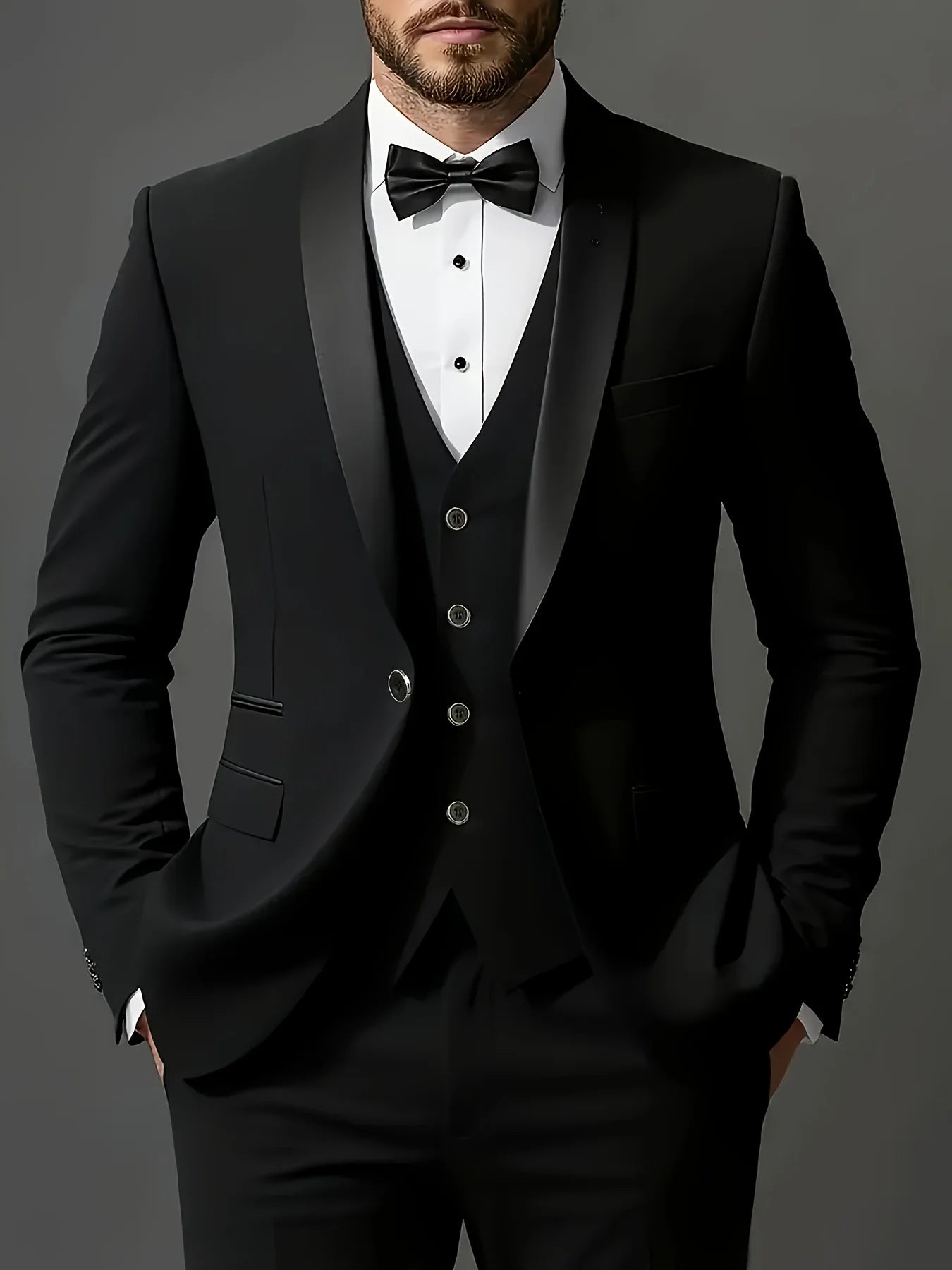 Conjunto de terno masculino de 3 peças, jaqueta + colete + calça, elegante de alta qualidade, adequado para casamentos, festas e ocasiões formais