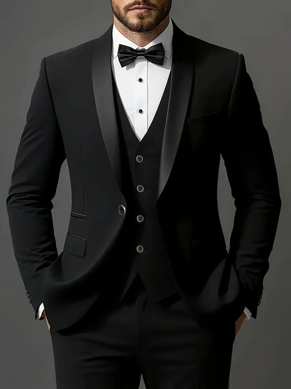 Conjunto de terno masculino de 3 peças, jaqueta + colete + calça, elegante de alta qualidade, adequado para casamentos, festas e ocasiões formais