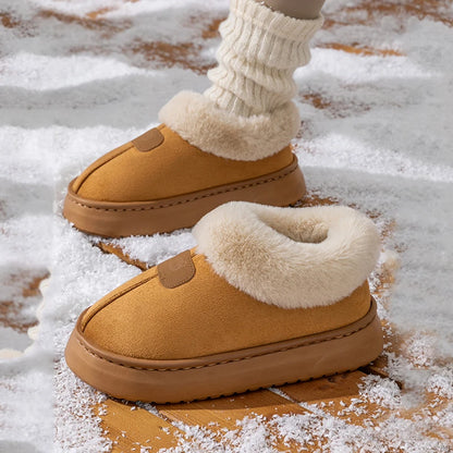 Inverno feminino chinelos internos quente sola grossa sola macia confortável ao ar livre antiderrapante botas de neve moda quarto casa sapatos