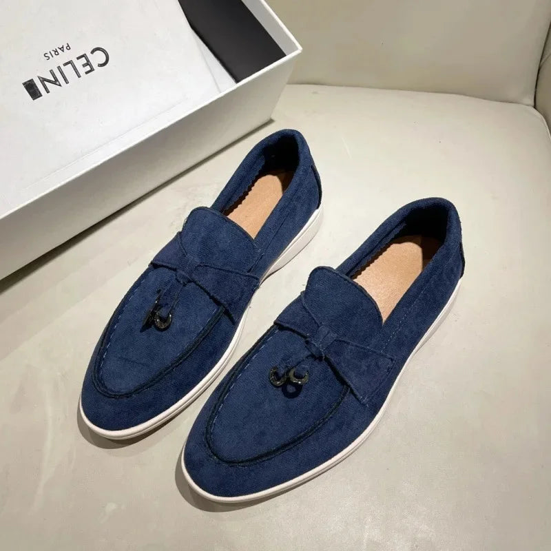 Salto baixo dedo do pé redondo veludo confortável sapatos planos estilo retro primavera nova chegada tamanho grande calçados casuais para adultos