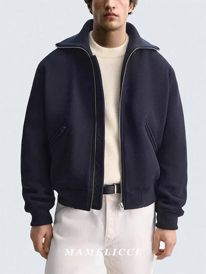 MAMELICCE Design Original Jaqueta Masculina de Tricô com Gola Alta em Algodão Imitação Lã, Acolchoada Grossa e de Alta Qualidade
