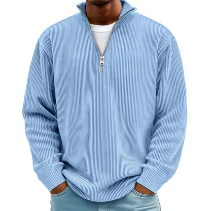 Outono/inverno nova moda masculina versátil casual gola meia zíper design veludo manga comprida camisa polo moletom