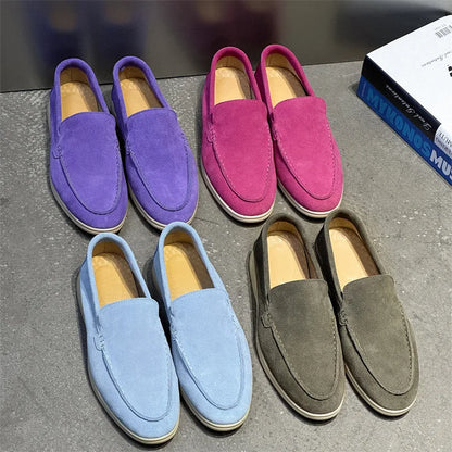 Men Classic British Style Loafers Moccasins Cow Suede Genuine Leather Fashion Men's Casual Shoes Mens Outdoor Driving Flats