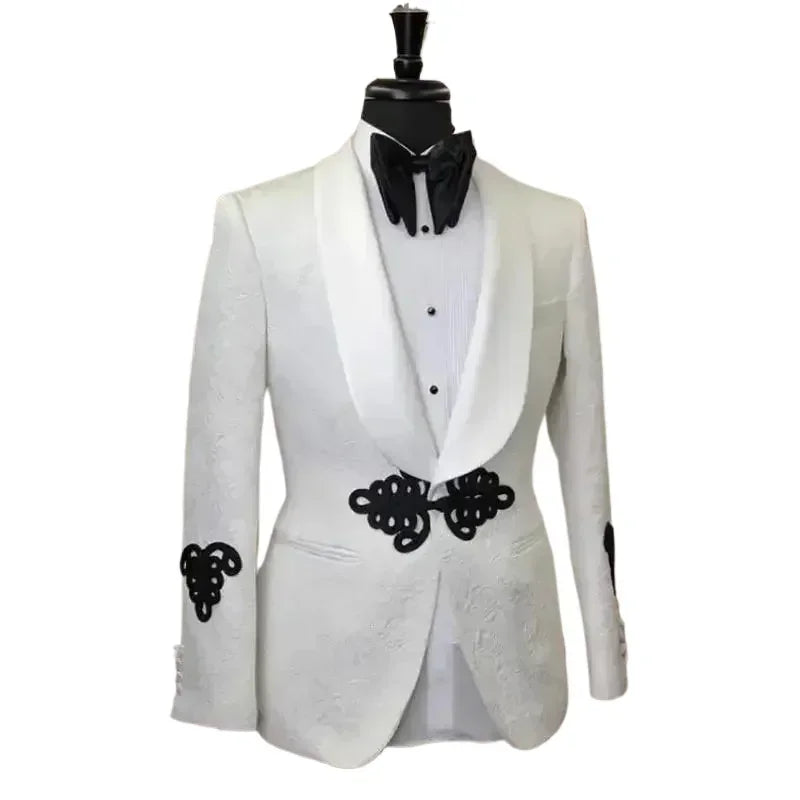 2 pçs ternos florais para homens baile de formatura com botões de árvore de natal casamento noivo smoking fino ajuste jaqueta com calças estilo africano 2025
