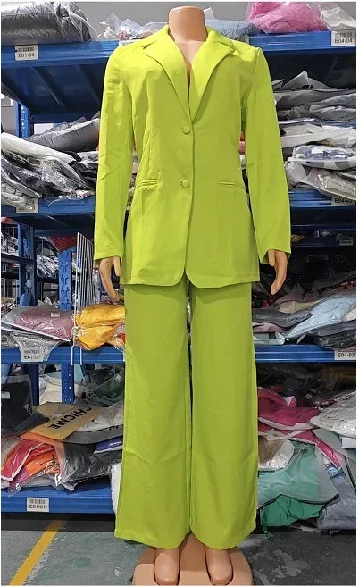 Elegante outono feminino blazer e calças conjunto de duas peças roupas femininas moda gola entalhada casaco & bolso design calças terno