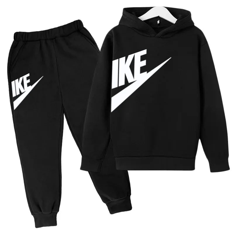 Conjunto de Moletom Infantil de Outono com Letras, Pulôver Esportivo para Crianças de 3 a 12 Anos, Casaco + Calças, Presente de Aniversário para Meninos e Meninas, Roupas de Lazer e Moda