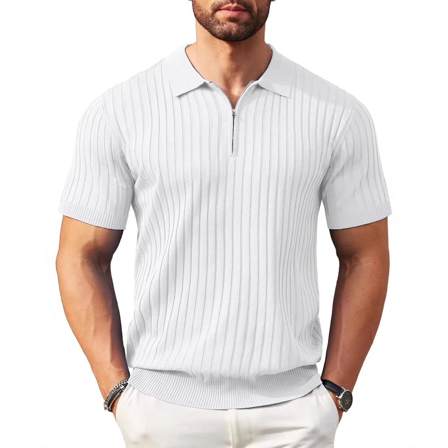 Camisa polo masculina casual de manga curta, luxo, moda verão, respirável, cor sólida, camisa de malha, camiseta masculina